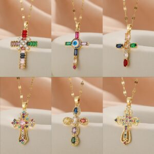 Colorful Zircon Cross Necklace Collection-Blind Bag