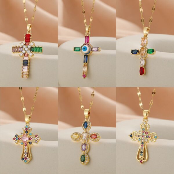 Colorful Zircon Cross Necklace Collection-Blind Bag