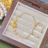 Dainty Matte Gold-Plated Zircon Pendant Necklace & Earrings Set&Bracelet – Minimalist Jewelry