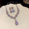 Royal Tear-Drop Zircon Statement Jewelry Set – Elegant Necklace & Earring Parure for Special Occasions