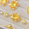 Dainty Matte Gold-Plated Zircon Pendant Necklace & Earrings Set&Bracelet – Minimalist Jewelry