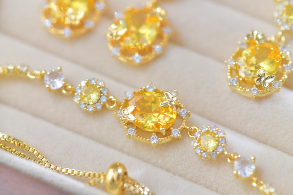 Dainty Matte Gold-Plated Zircon Pendant Necklace & Earrings Set&Bracelet – Minimalist Jewelry