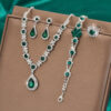 Luxury Emerald Green Jewelry Set | Crystal Necklace Earrings Bracelet Ring