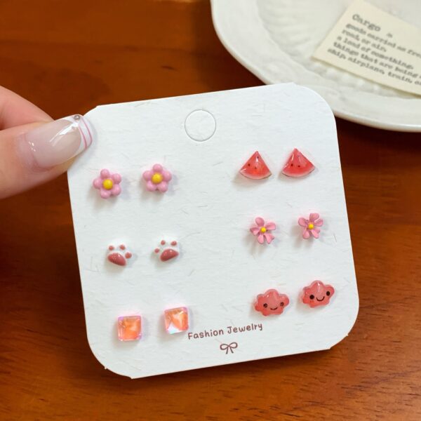 Whimsical Pink Aesthetic 925 Sterling Silver Stud Earring Set | Cute & Hypoallergenic