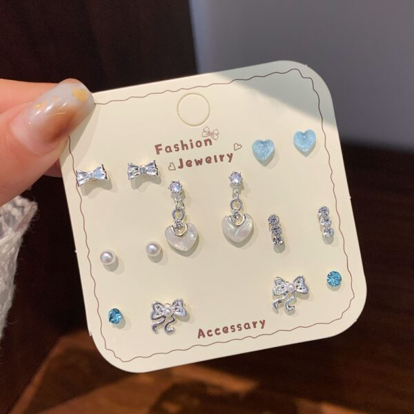 Dreamy Celestial & Ocean 925 Sterling Silver Stud Earring 7-Piece Set