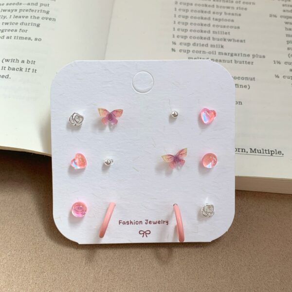Whimsical Pink Aesthetic 925 Sterling Silver Stud Earring Set | Cute & Hypoallergenic