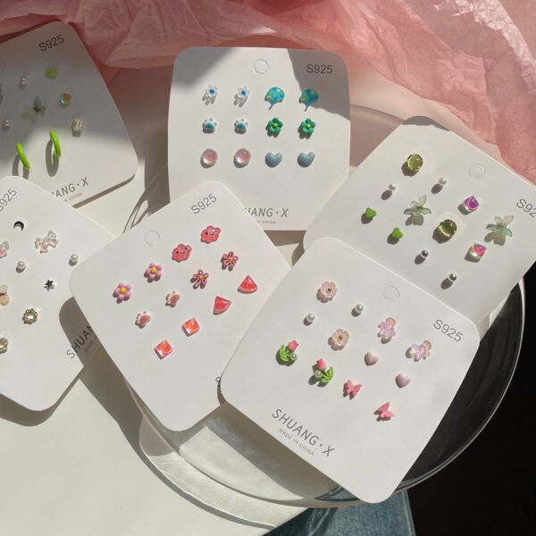 Whimsical Pink Aesthetic 925 Sterling Silver Stud Earring Set | Cute & Hypoallergenic